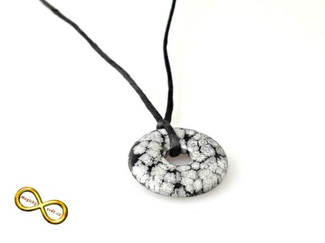 Náhrdelník s malým donutem z Obsidiánu sněžného