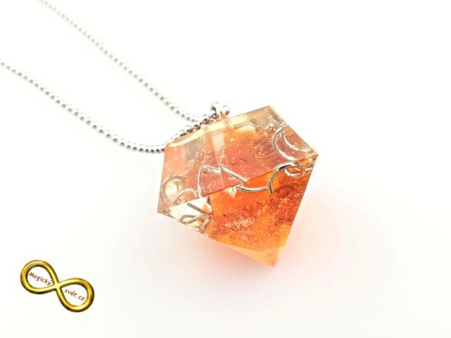 Náhrdelník "Resin" tvar diamant červený