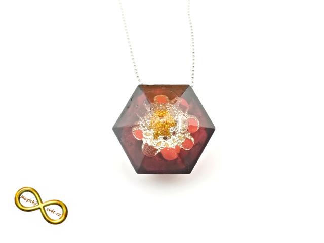 Náhrdelník "Resin" tvar diamant červený