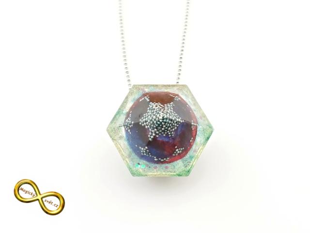 Náhrdelník "Resin" tvar diamant modrý