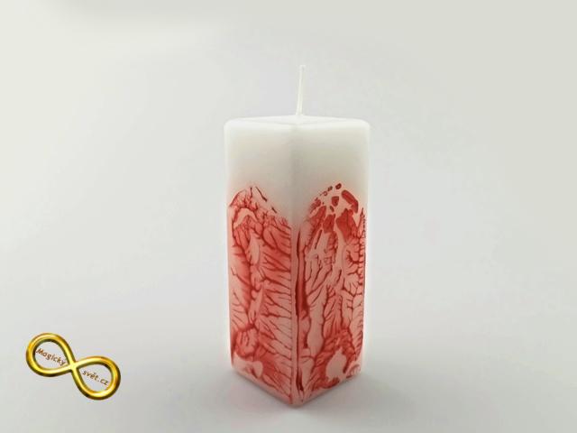 Svíčka hranol zdobený - červená