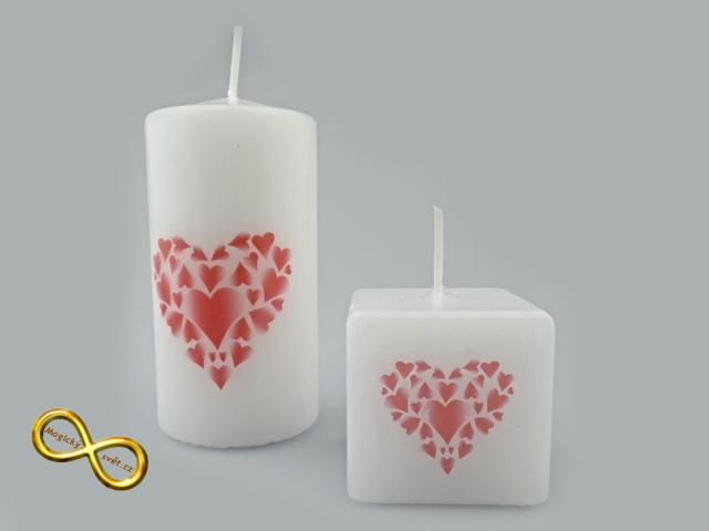 Svíčka vysoká bílá se srdcem