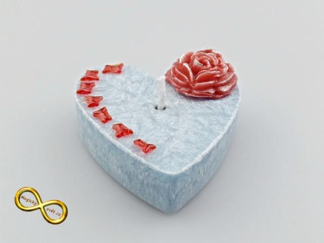 Svíčka zdobené srdce modrá