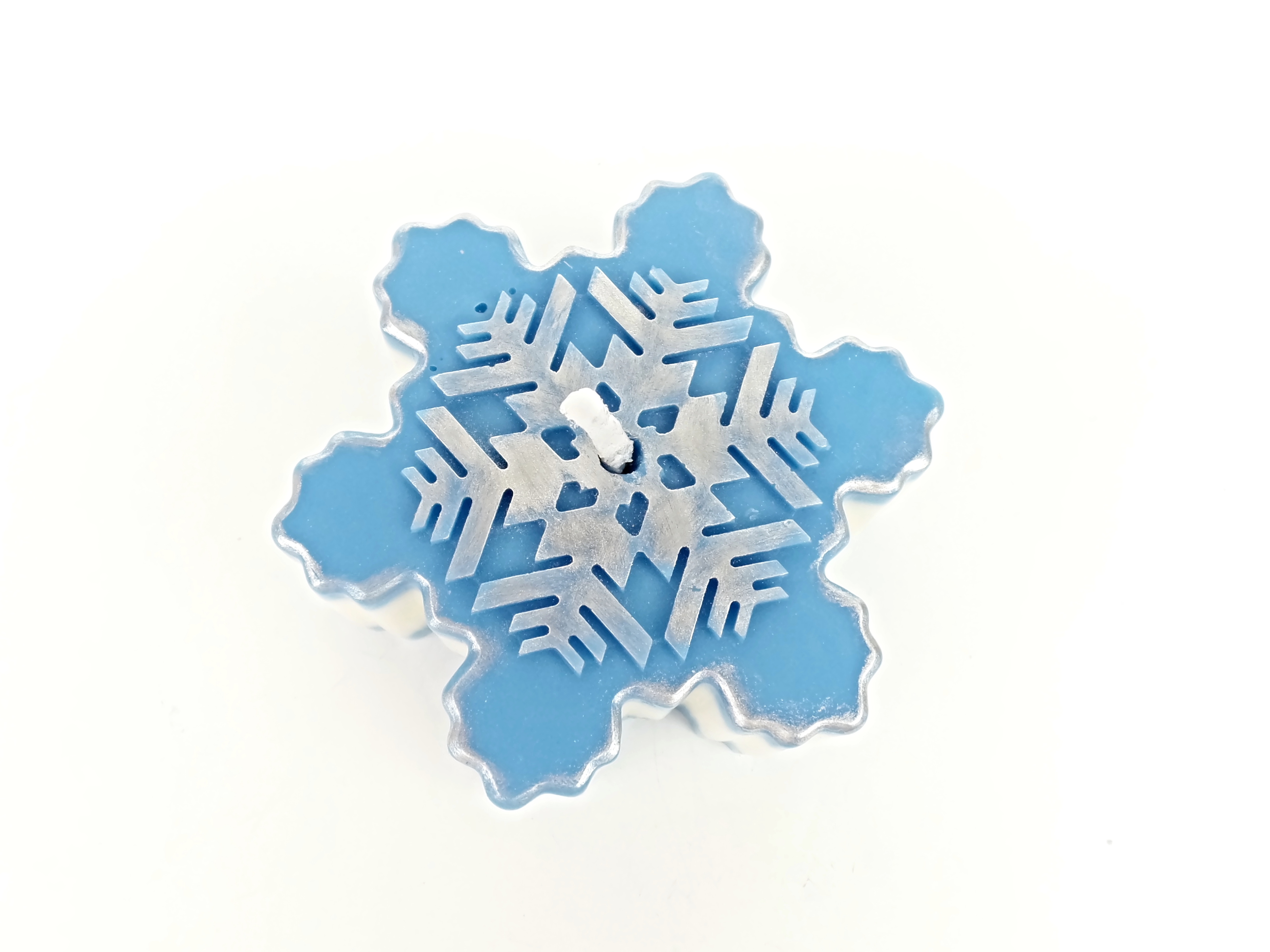 Svíčka vločka modrá se stříbrnou patinou