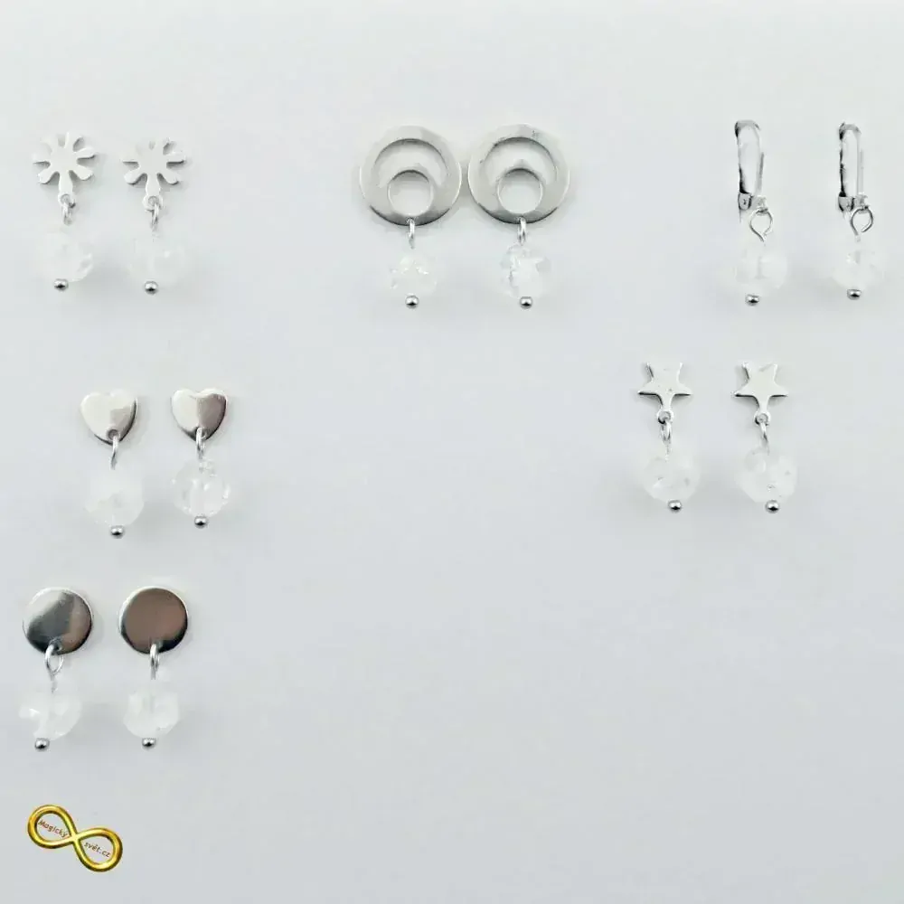 Náušnice srdce s Křišťálem pukaným