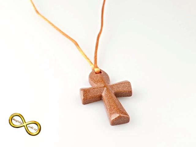 Náhrdelník s egyptským křížem Ankh Avanturin oranžový