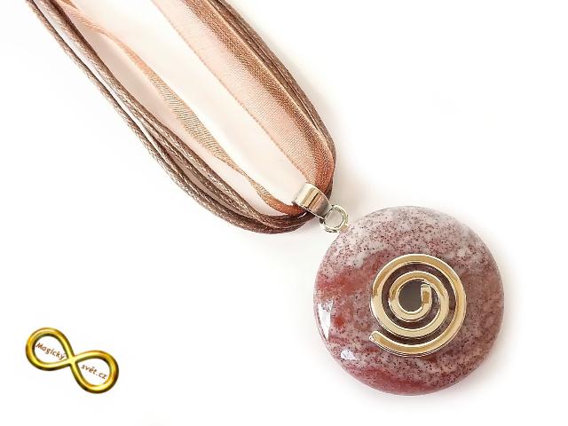 Náhrdelník s malým jaspisovým donutem a spirálou II.