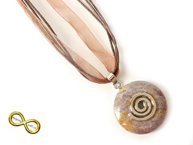 Náhrdelník s malým jaspisovým donutem a spirálou