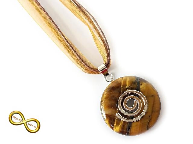Náhrdelník s malým donutem z tygřího oka a spirálou