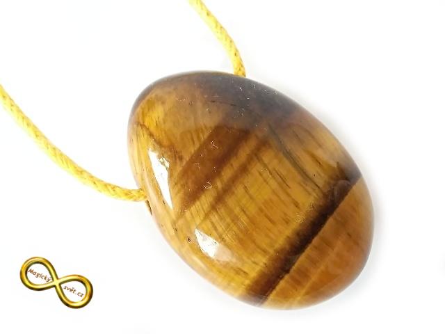 Náhrdelník Tygří oko zlatohnědé na šňůrce