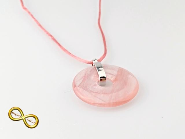 Náhrdelník s velký donut z Jahodového křemene