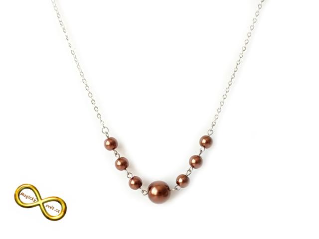 Náhrdelník perlový hnědý