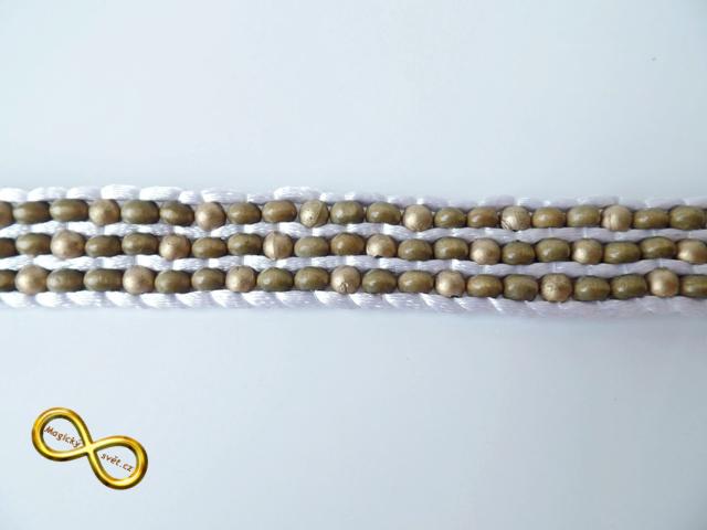 Náramek wrap třířadý s korálky bílý