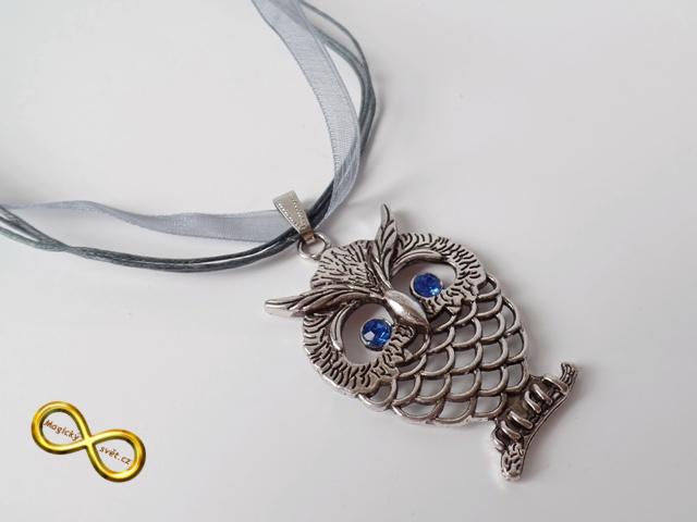 Náhrdelník sova s modrýma očima