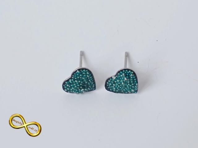 Náušnice srdce kuličkové modré
