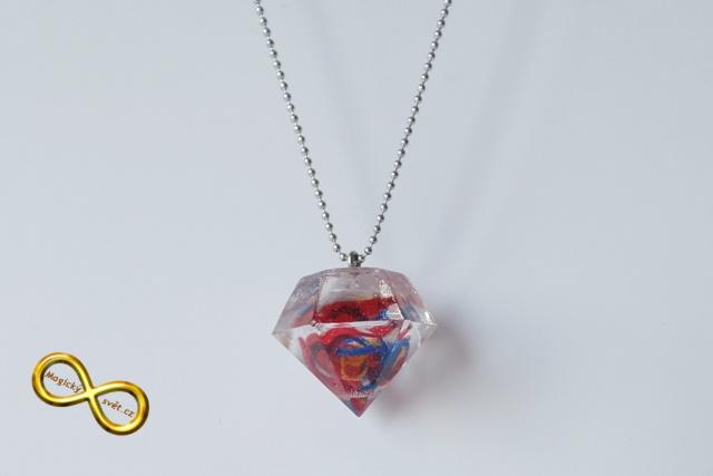 Náhrdelník "Resin" tvar diamant barevný