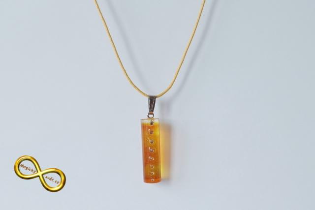 Náhrdelník "Resin" tvar válec žlutý s šatony