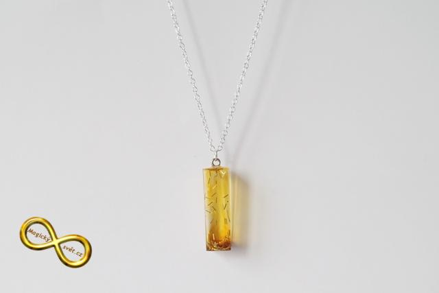 Náhrdelník "Resin" tvar plochý hranol zlatý