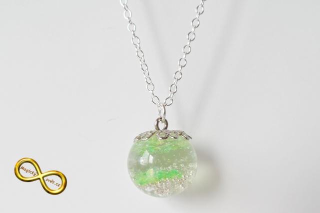 Náhrdelník "Resin" kulička zelená