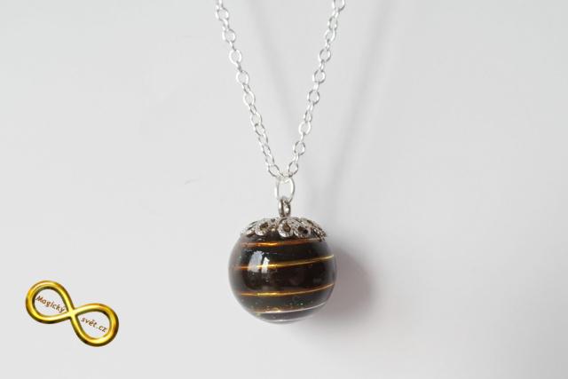 Náhrdelník "Resin" kulička tmavý se spirálou