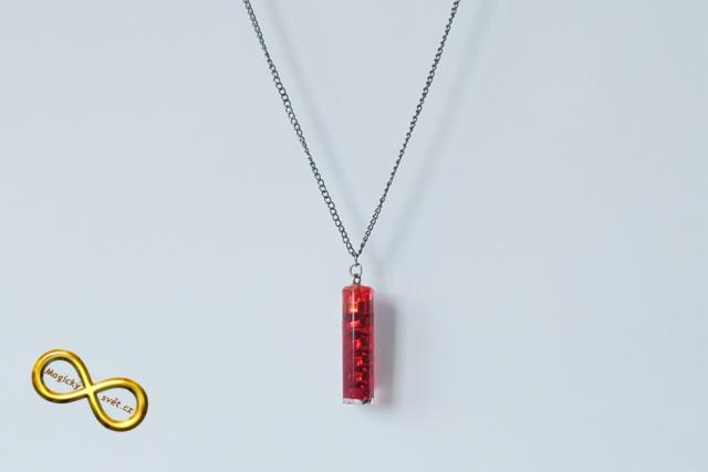 Náhrdelník "Resin" tvar šestiúhelník červený se spirálou