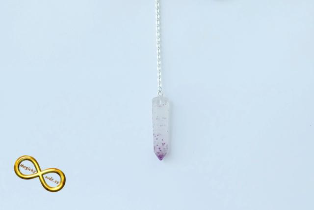 Kyvadlo "Resin" bílé s fialovými střípky s návodem