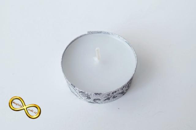 Svíčka čajová stříbrná se vzorem