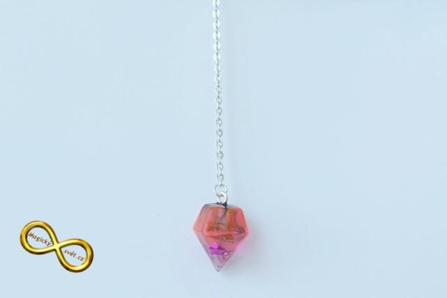 Kyvadlo "Resin" oranžové s růžovou špičkou s návodem