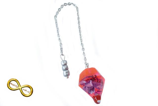 Kyvadlo "Resin" čiré s fialovým zdobením s návodem