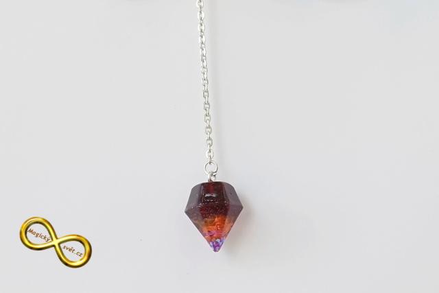 Kyvadlo "Resin" červené s růžovou špičkou s návodem