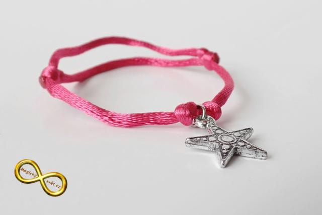 Náramek růžový s hvězdou - malý