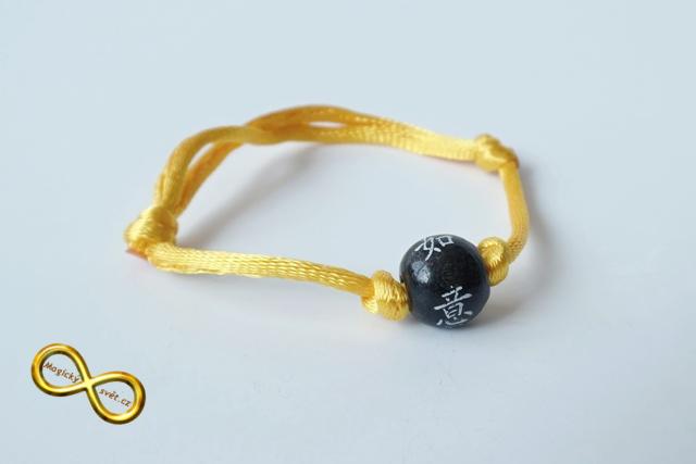 Náramek žlutý s korálkou - malý