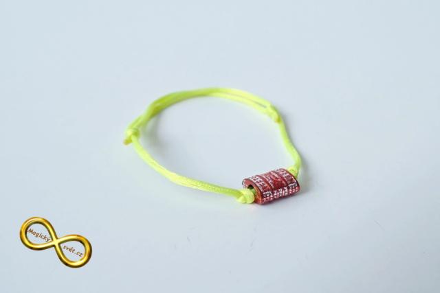Náramek neon žlutý s korálkou
