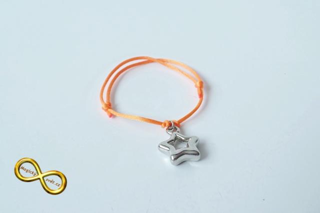 Náramek neon oranžový s hvězdou