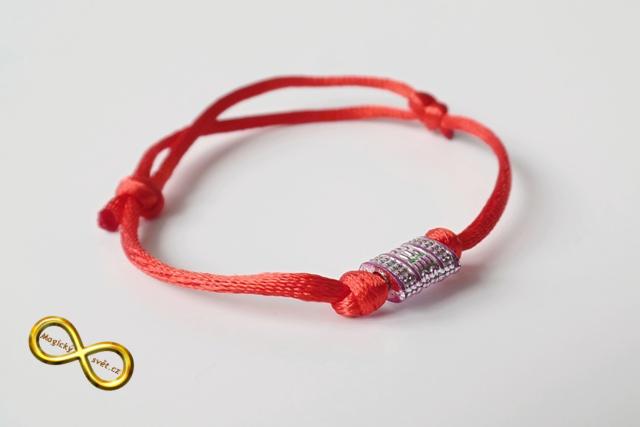 Náramek Kabbalah červený s korálkou - střední