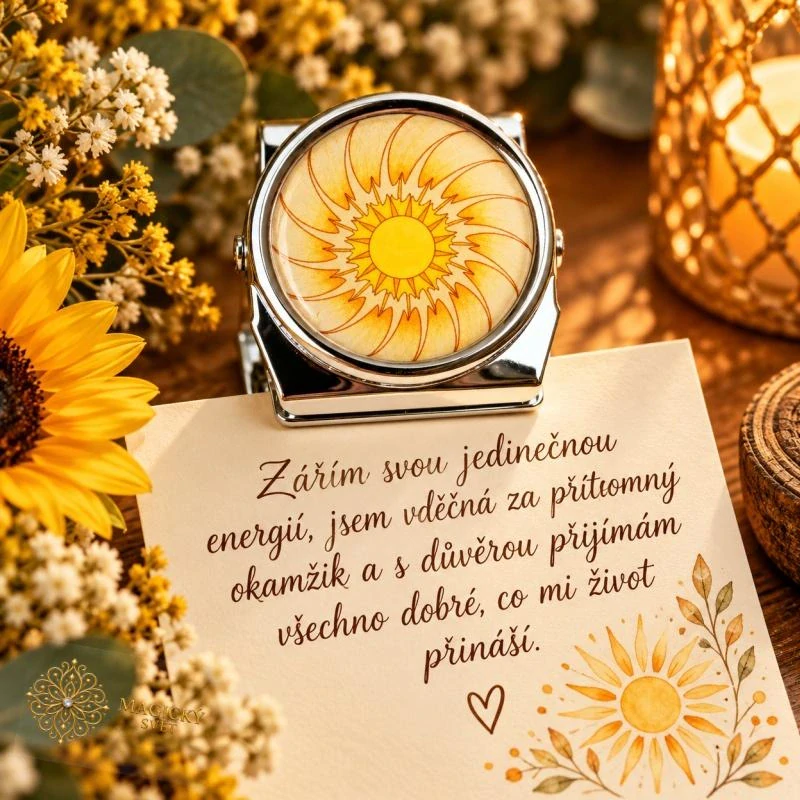 Kovový klip – mandala s poselstvím "Slunce"