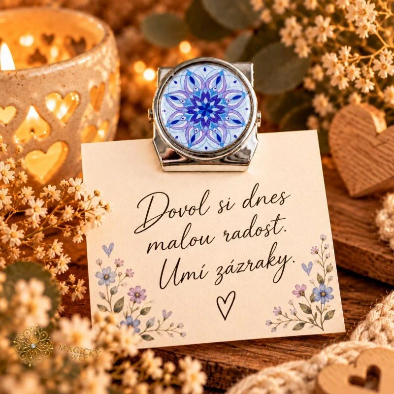 Kovový klip – mandala s poselstvím "Klid a relax"