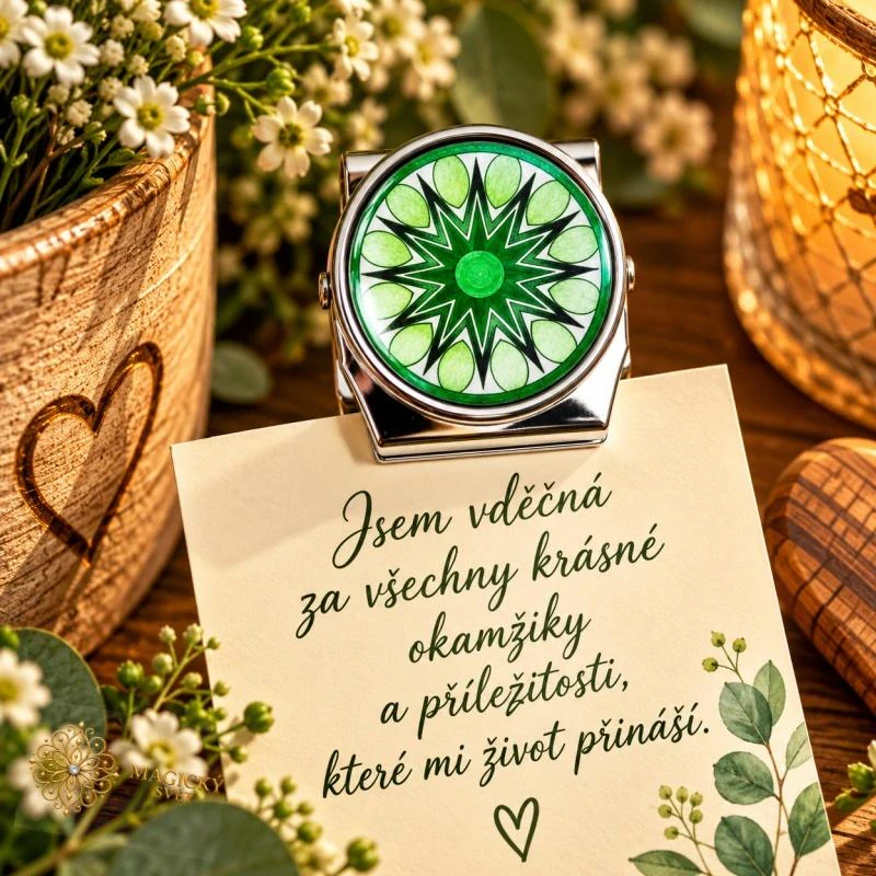 Kovový klip – mandala s poselstvím "Pro sebevědomí"