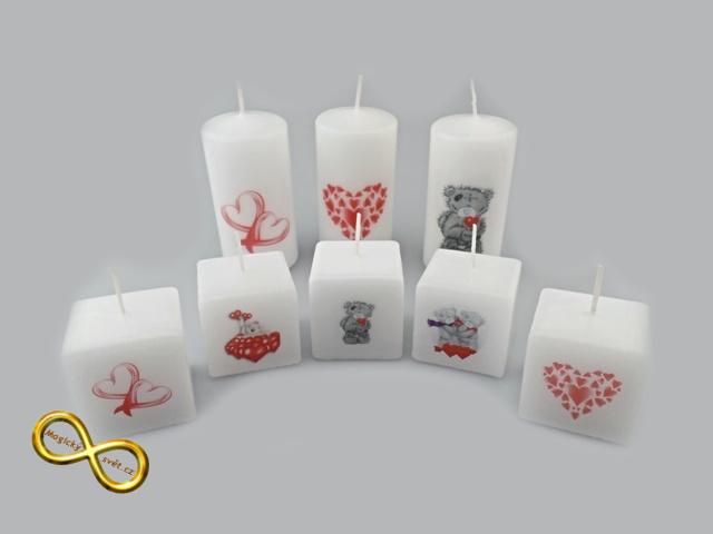 Svíčka kostka bílá s medvídky