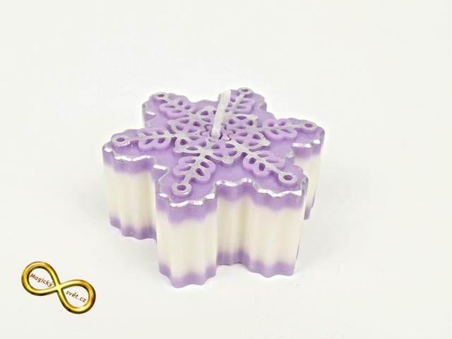 Svíčka vločka fialová se stříbrnou patinou