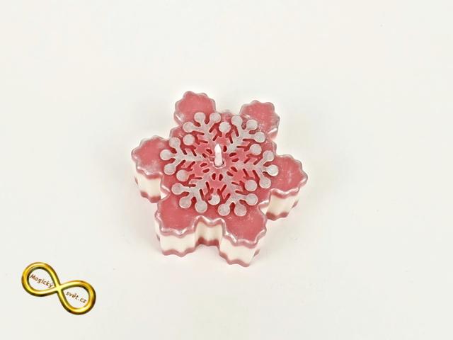 Svíčka vločka červená se stříbrnou patinou