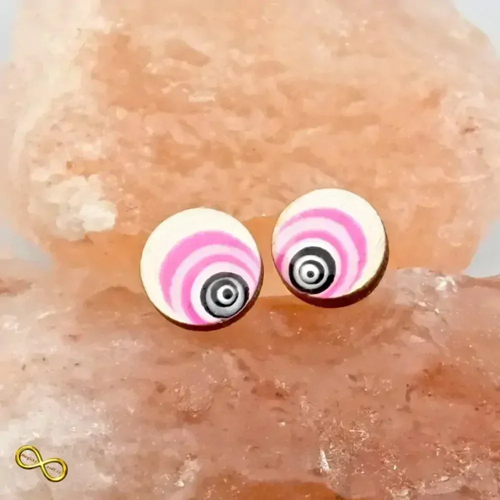 Náušnice dřevěné bílo-růžové