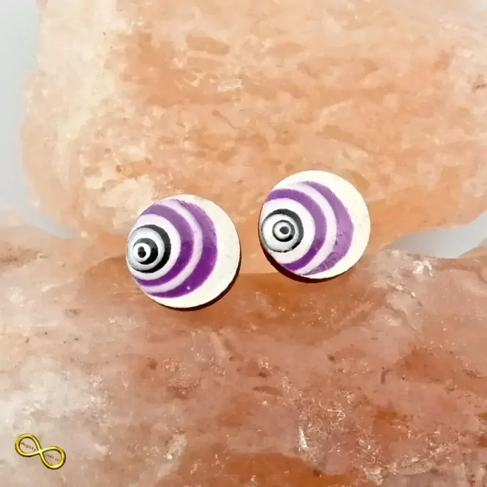 Náušnice dřevěné bílo-fialové