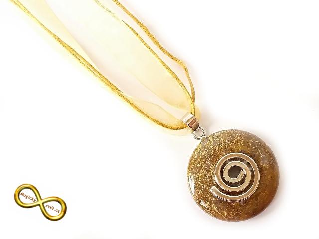 Náhrdelník s malým jaspisovým donutem a spirálou