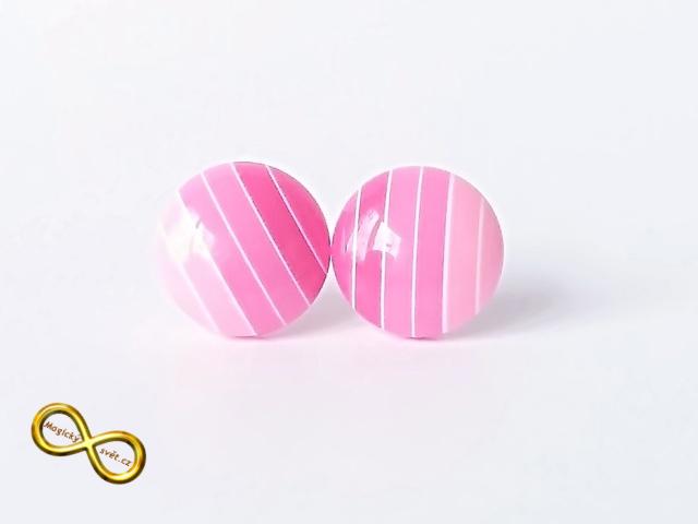 Náušnice proužky růžové