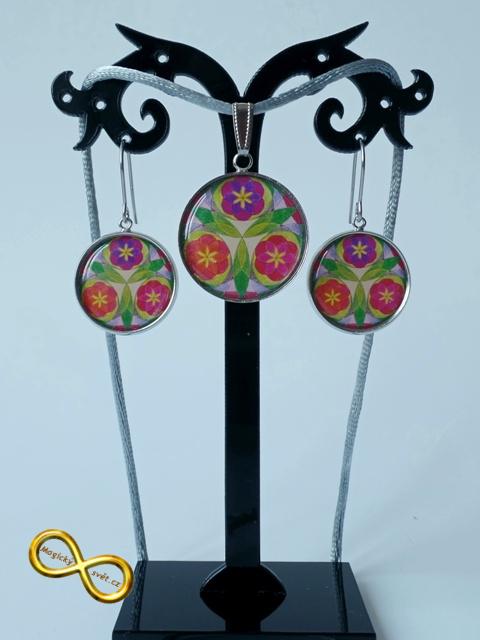 Náušnice s malovanou mandalou "Klidné odpoledne v zahradě"