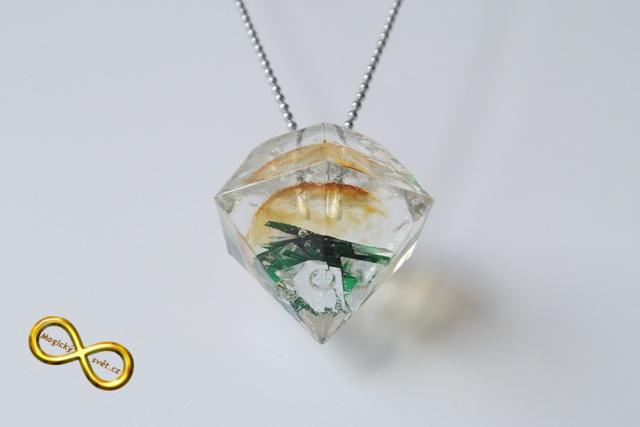 Náhrdelník "Resin" tvar diamant barevný