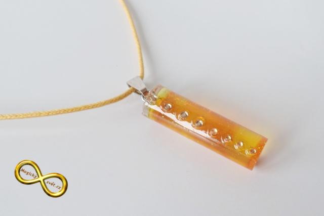 Náhrdelník "Resin" tvar válec žlutý s šatony