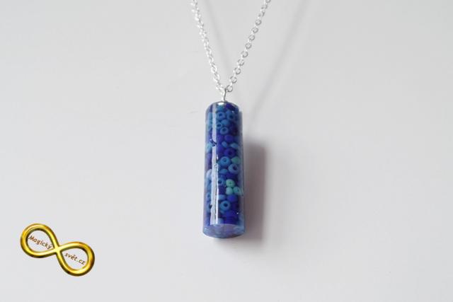 Náhrdelník "Resin" tvar válec modrý