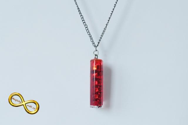Náhrdelník "Resin" tvar šestiúhelník červený se spirálou